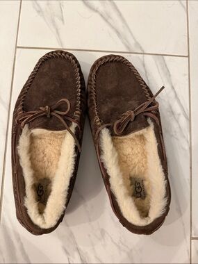 UGG Chocolate Brown Suede Shearling Moccasins